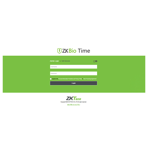 Interface du logiciel ZKTeco ZKBio Time